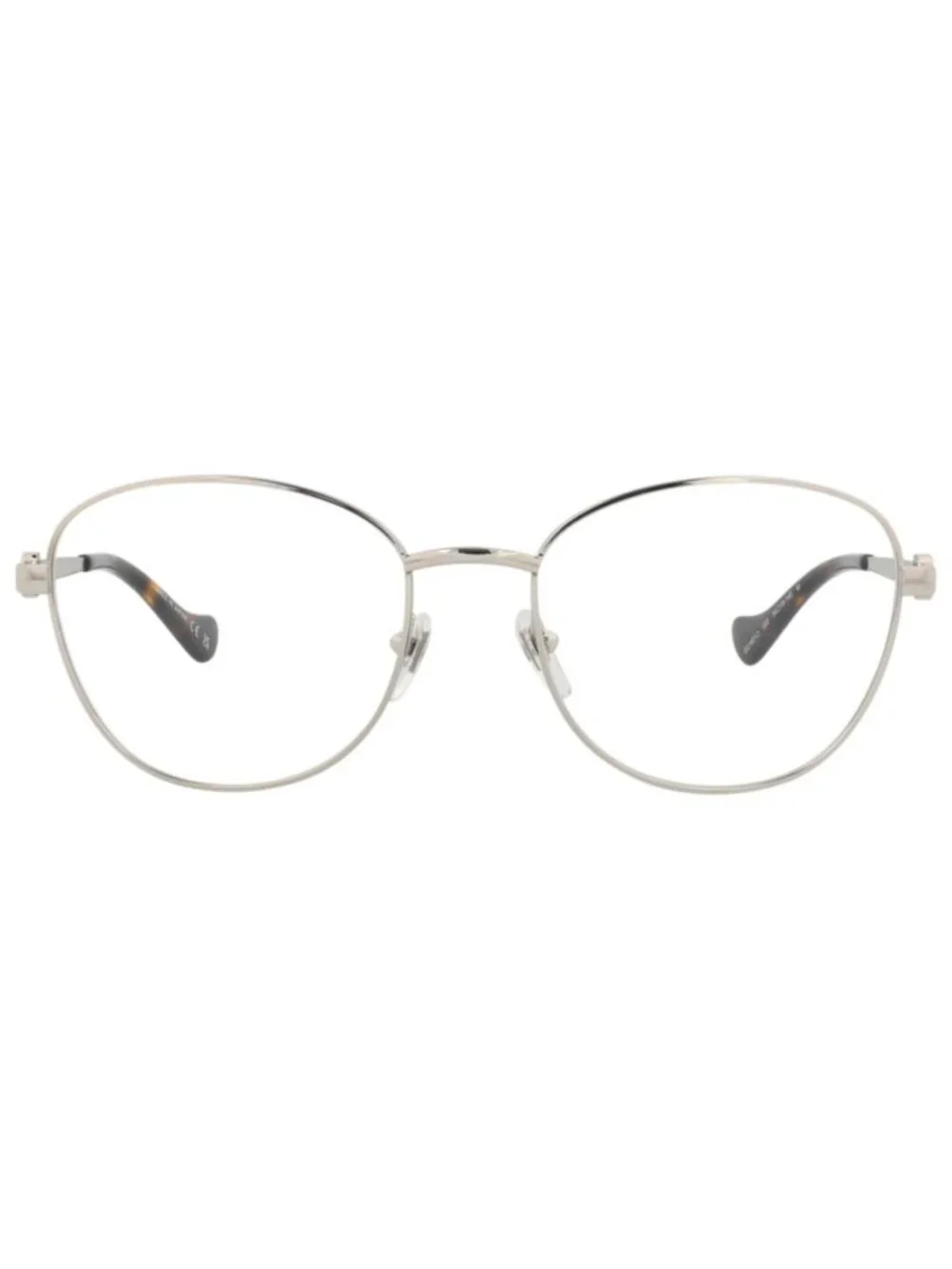 New Gucci Women's Eyeglasses Round Oval Metal Frame Silver Silver Transparent